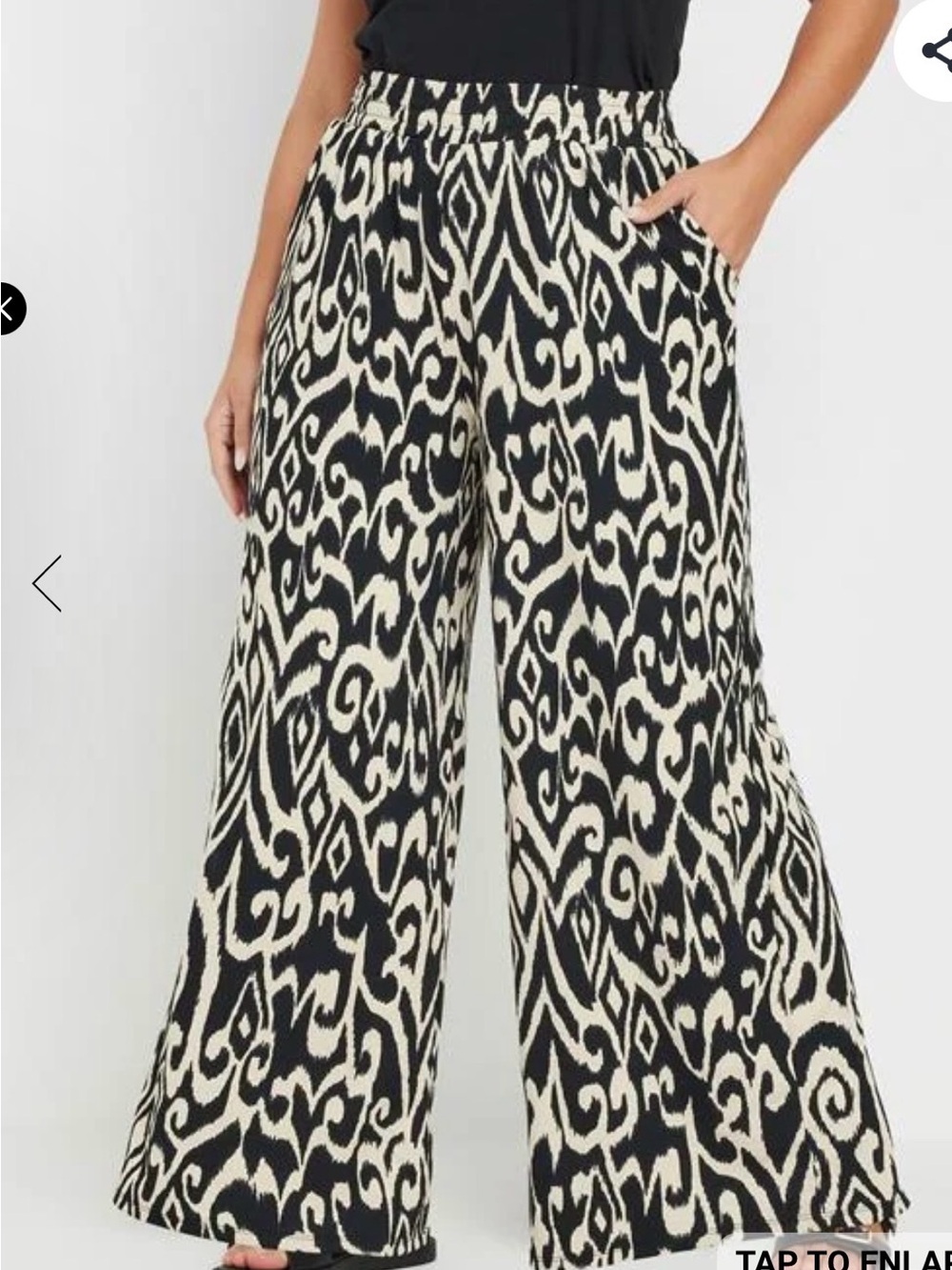 Philosophy Black & Cream Wide Leg Printed Pants